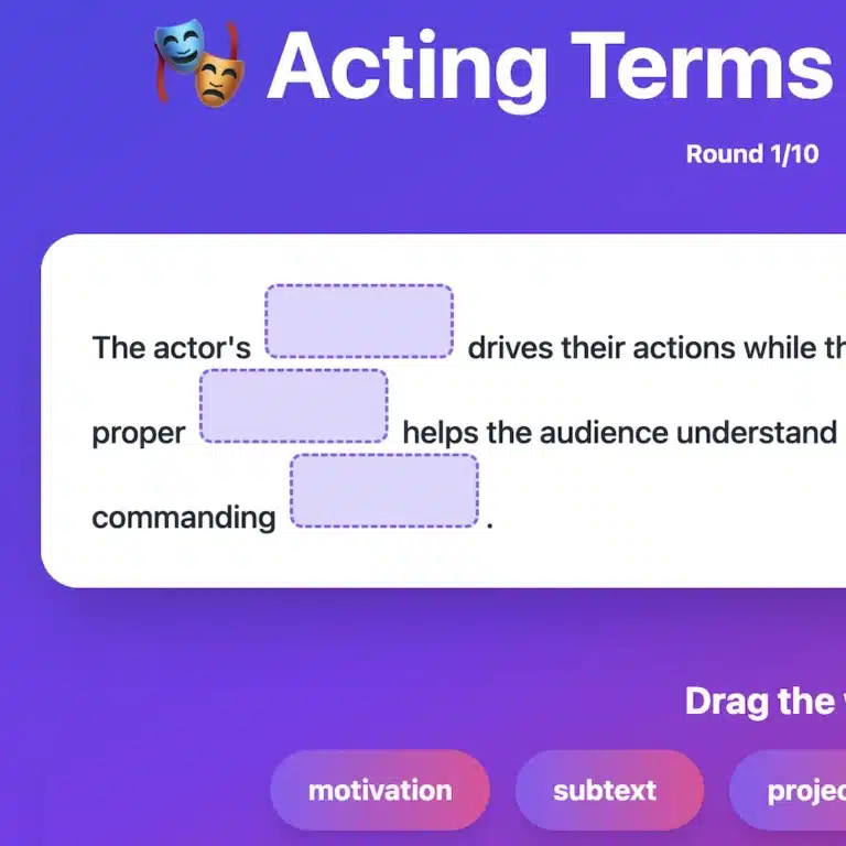 Acting Terms Sentence Puzzle