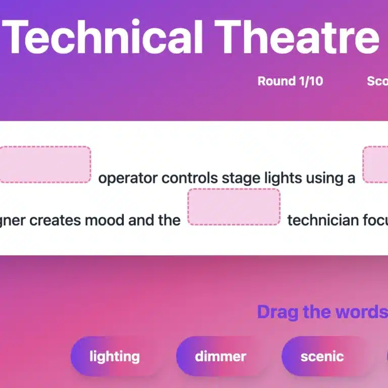 Technical Theatre Terms Sentence Puzzle