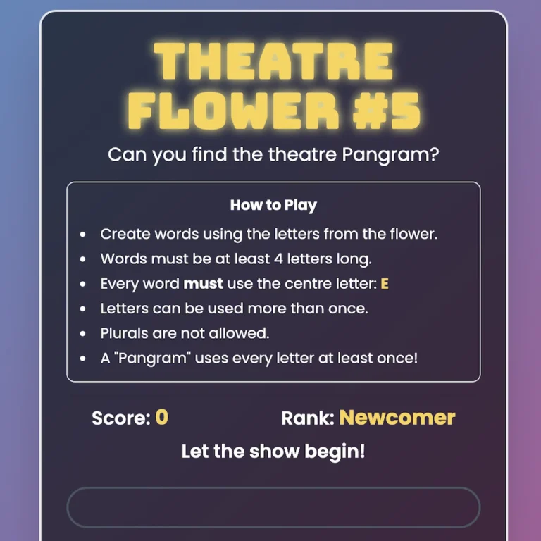 Theatre Flower Word Puzzle #5