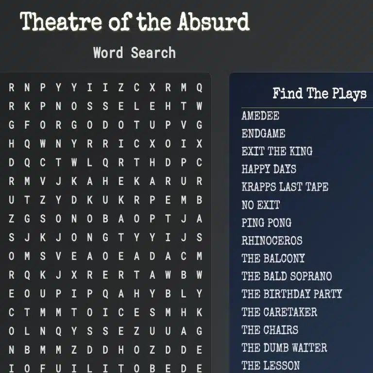 Theatre of the Absurd Word Search Puzzle