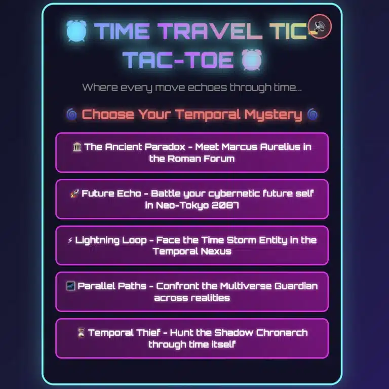 Time Travel Tic-Tac-Toe for Drama Students