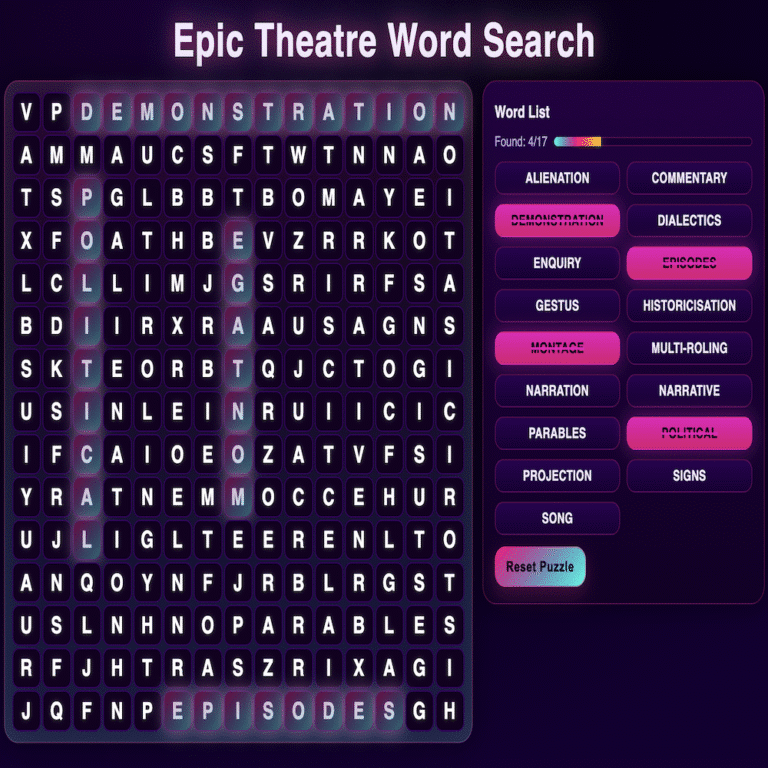 Epic Theatre Word Search