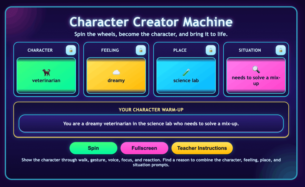 Character Creator Machine Drama