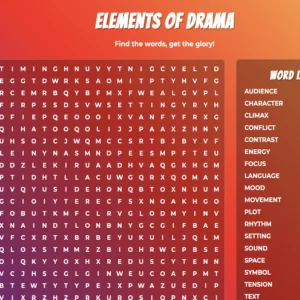 Elements of Drama Word Search Puzzle