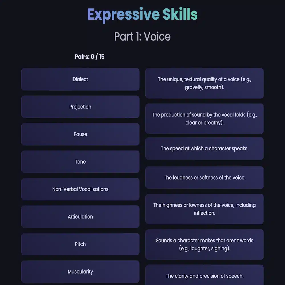 Expressive Skills Matching Puzzle