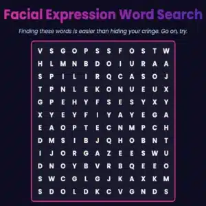 Facial Expression Word Search Puzzle
