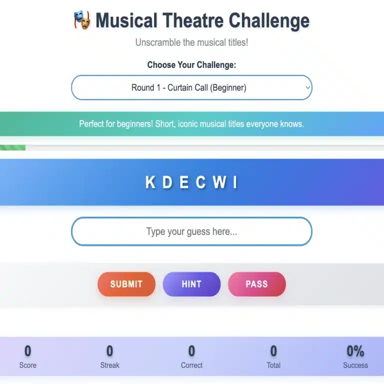Musical Theatre Word Jumble