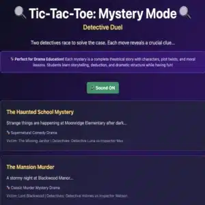 Mystery Tic-Tac-Toe for Drama Students