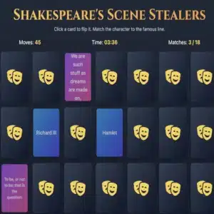 Shakespeare Monologues Memory Game