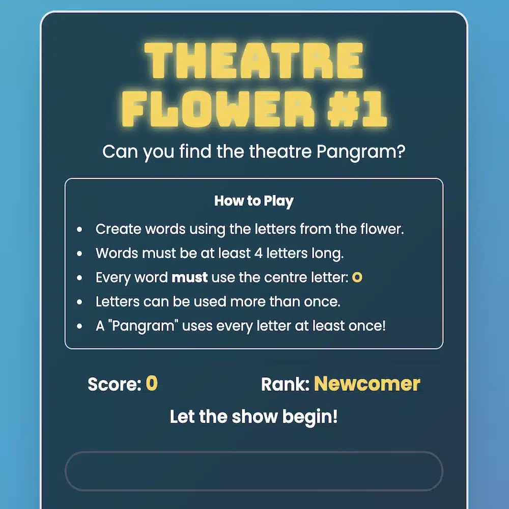 Theatre Flower Word Puzzle #1