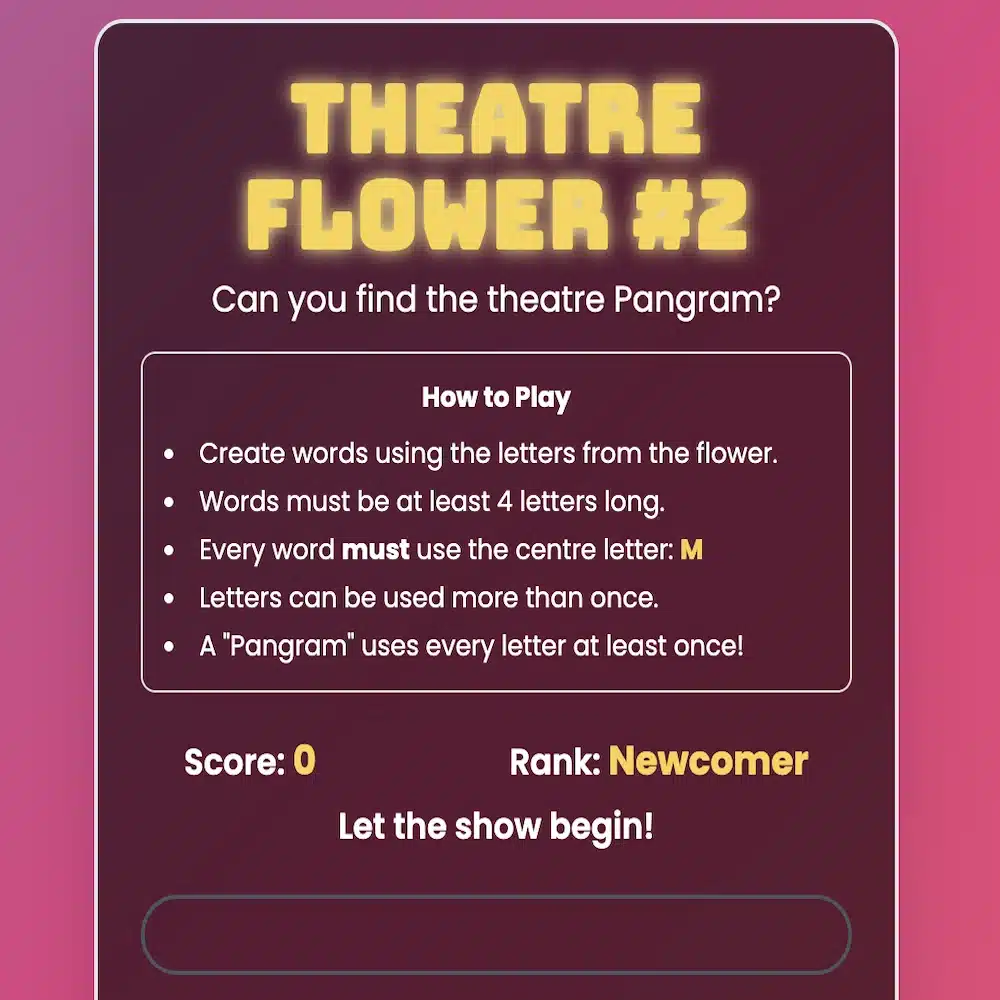 Theatre Flower Word Puzzle #2