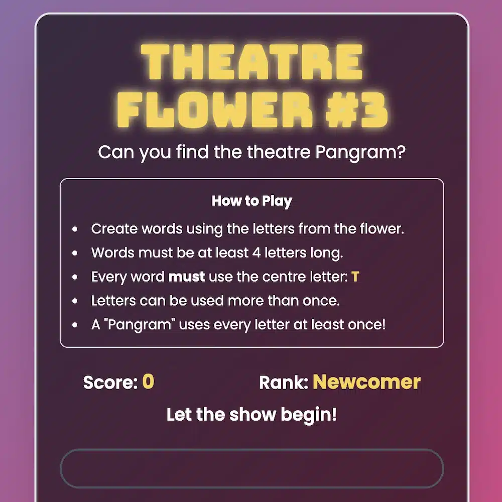 Theatre Flower Word Puzzle #3