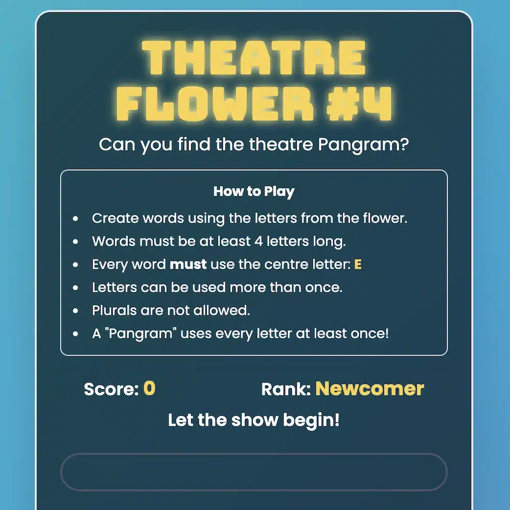 Theatre Flower Word Puzzle #4