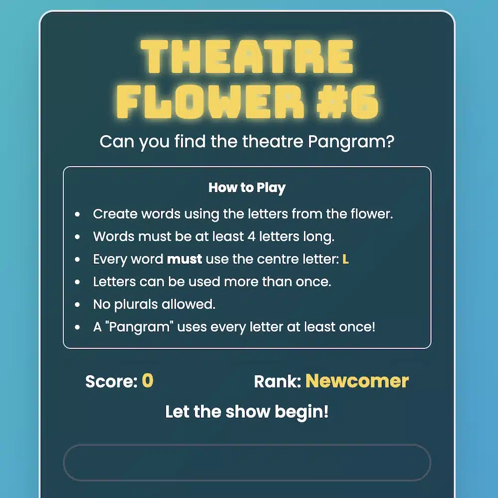 Theatre Flower Word Puzzle #6
